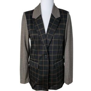 NEW B.young Size 36 US M Long Blazer Jacket Check Mix Black Preppy Soft Stretchy